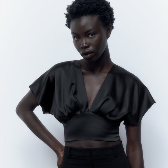 Zara Tops Zara Satin Crop Top Poshmark